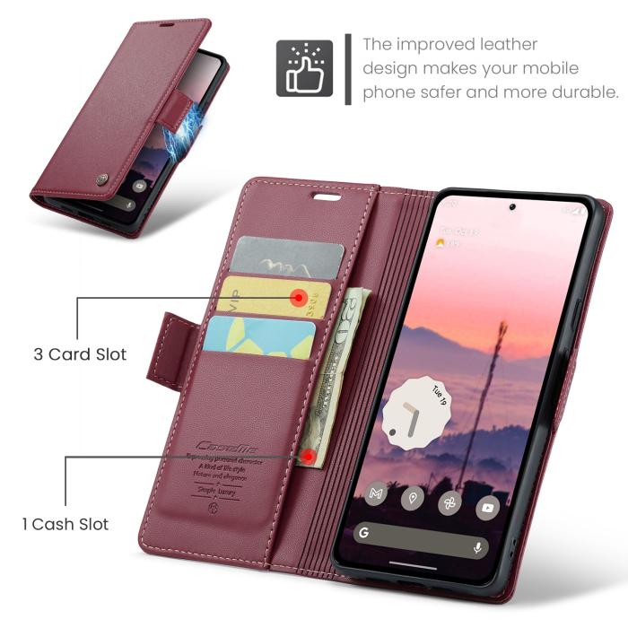 Bild 2, CASEME Google Pixel 10a Fodral RFID Läder Röd