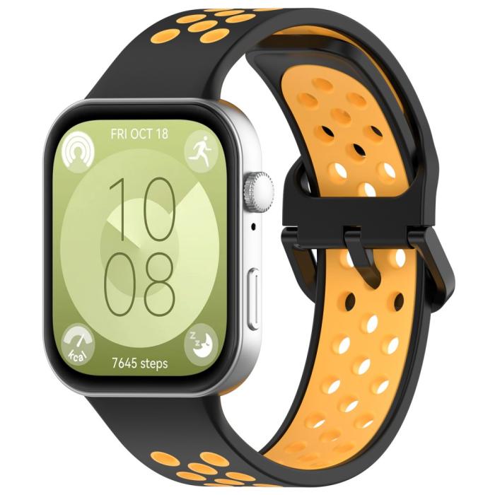 Bild 4, Huawei Watch Fit 3 Sportarmband Dual-Color Svart/Orange