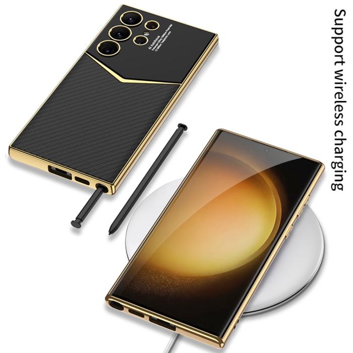 Bild 6, GKK Galaxy S24 Ultra Skal Läder Hybrid Electroplate Vit