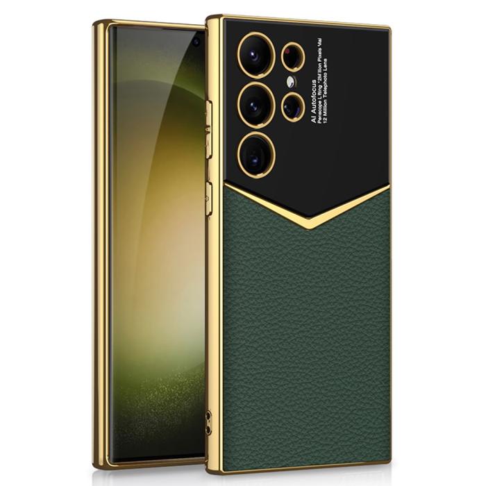 Bild 1, GKK Galaxy S24 Ultra Skal Läder Hybrid Electroplate Mörk Grön