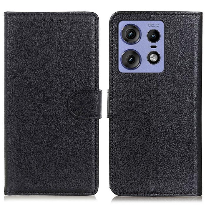 Bild 1, Motorola Edge 50 Pro 5G Fodral Litchi Läder Svart