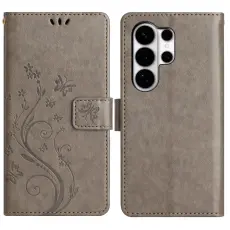 Samsung Galaxy S26 Ultra Fodral Med Blommigt Tryck Gr&aring;