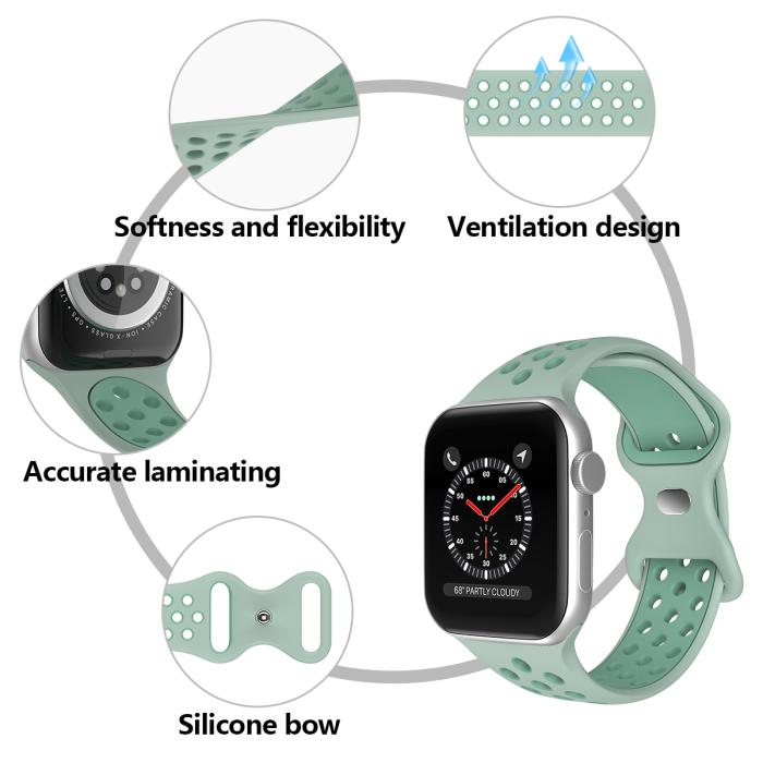 Bild 5, Sportarmband Dual-Color Apple Watch 41/40/38 mm (M/L) Grön