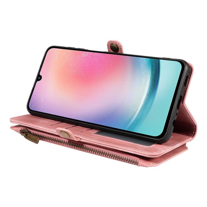 Bild 3, Galaxy A25 5G Fodral Multifunktionell Flerkort Läder Rosa