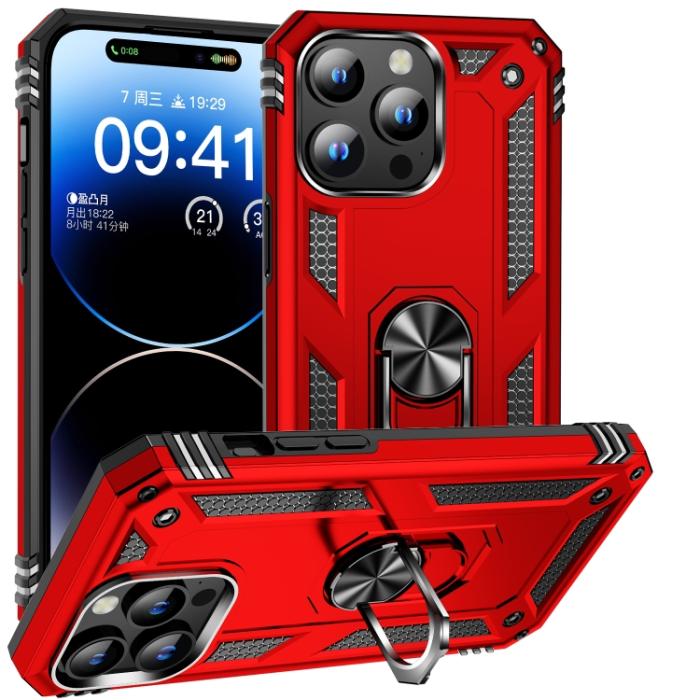 Bild 1, iPhone 15 Pro Skal Hybrid Armor Ring Röd