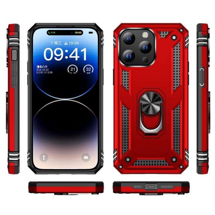 Bild 2, iPhone 15 Pro Skal Hybrid Armor Ring Röd