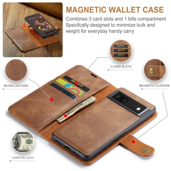 Bild 4, DG.MING Google Pixel 7 2in1 Magnet Fodral / Skal Brun