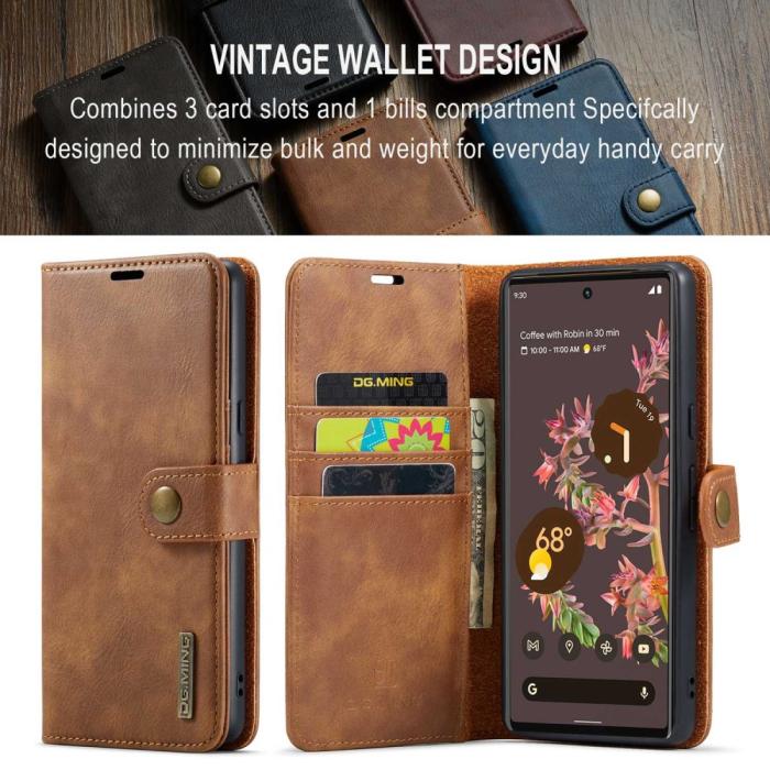 Bild 5, DG.MING Google Pixel 7 2in1 Magnet Fodral / Skal Brun