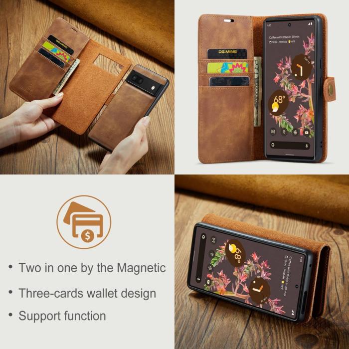 Bild 6, DG.MING Google Pixel 7 2in1 Magnet Fodral / Skal Brun