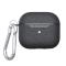 AirPods 3 Skal TPU Litchi Textur Karbinhake Svart