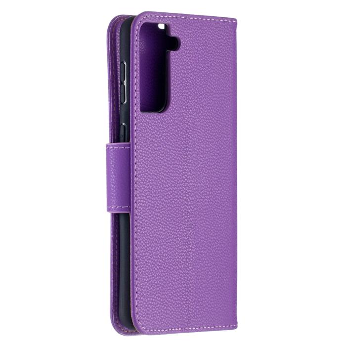 Bild 3, Samsung Galaxy S21 Plus - Litchi Shark Fodral - Lila