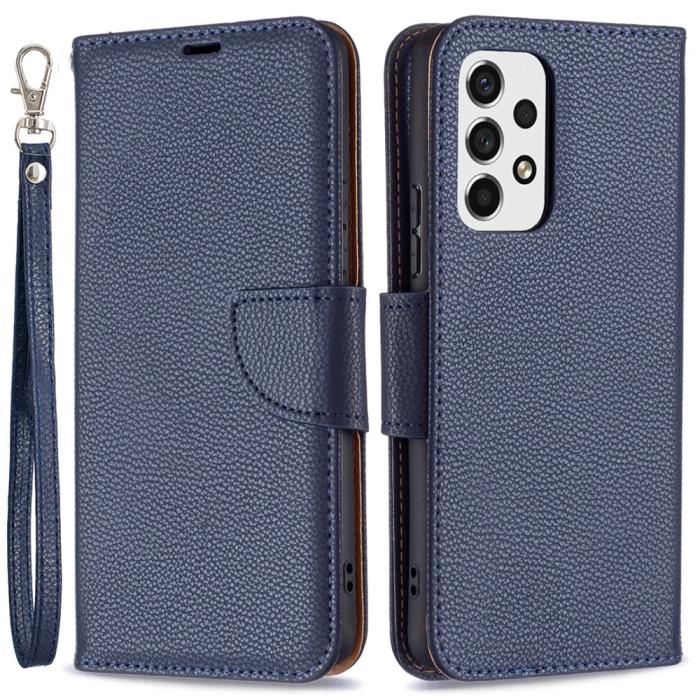 Bild 1, Samsung Galaxy A53 5G Fodral Litchi Shark Läder Mörk Blå