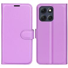 Motorola Moto G86 5G Fodral Litchi L&auml;der Lila