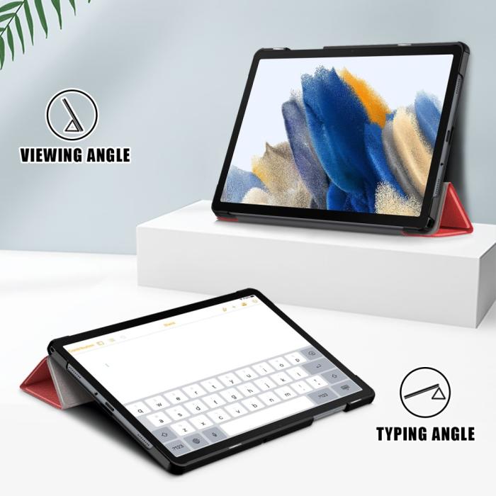 Bild 3, Samsung Galaxy Tab A9 Plus Fodral Tri-Fold PU Läder Röd