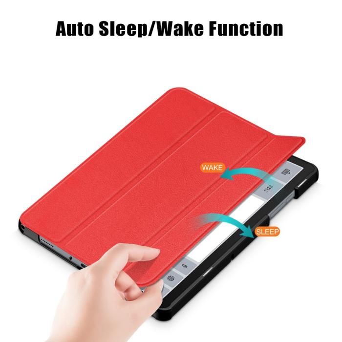 Bild 4, Samsung Galaxy Tab A9 Plus Fodral Tri-Fold PU Läder Röd