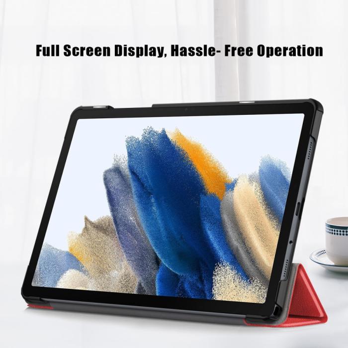 Bild 5, Samsung Galaxy Tab A9 Plus Fodral Tri-Fold PU Läder Röd