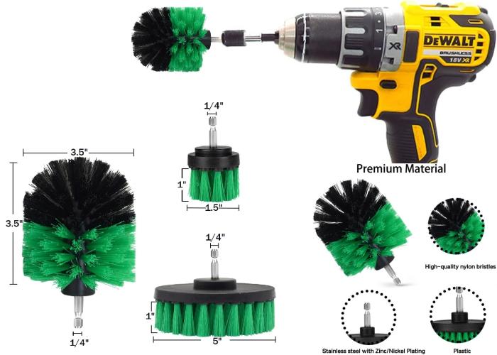 Bild 1, 3 Pack Borstset Till Skruvdragare - Grön