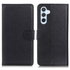 Samsung Galaxy A37 5G Fodral Litchi L&auml;der Svart
