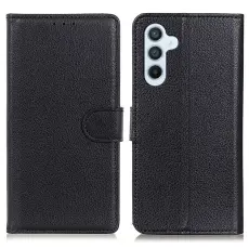 Samsung Galaxy A37 5G Fodral Litchi L&auml;der Svart