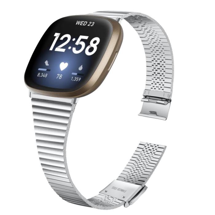 Bild 2, Fitbit Versa 4/Sense 2 Klockarmband Metall Silver