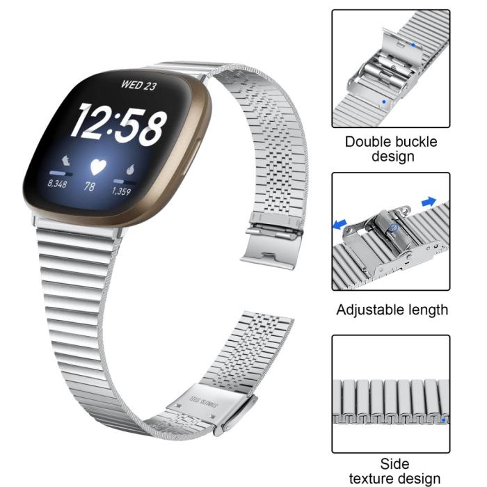 Bild 5, Fitbit Versa 4/Sense 2 Klockarmband Metall Silver