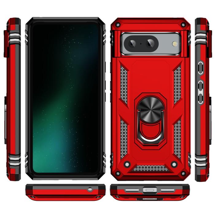 Bild 2, Google Pixel 8 Skal Armor Ring Hybrid Röd