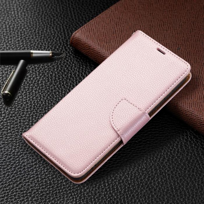 Bild 6, Samsung Galaxy S21 FE Fodral Litchi Textur Roséguld
