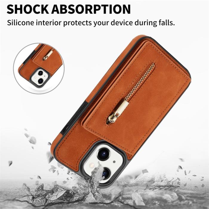 Bild 5, iPhone 15 Skal Läder Med Plånboksfunktion Brun