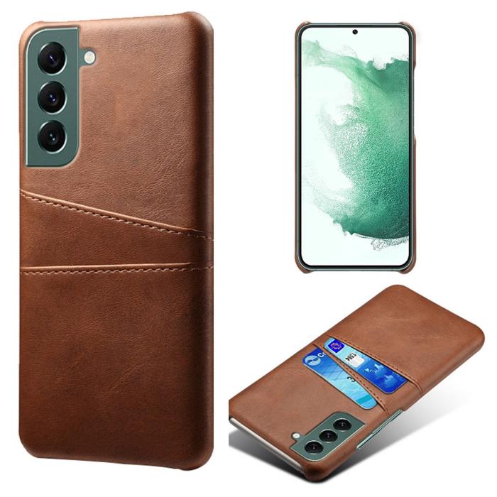 Bild 1, Samsung Galaxy S24 Läderbelagt Skal Med Kortfack Brun