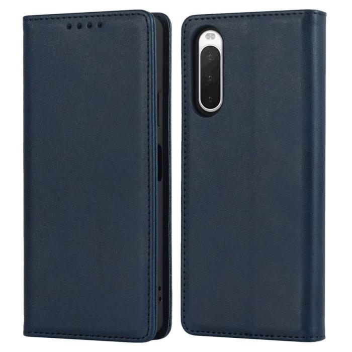 Bild 1, Sony Xperia 10 IV Fodral Flip Läder Mörk Blå