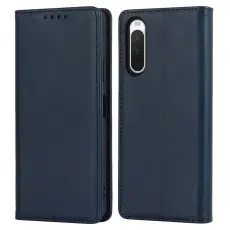Sony Xperia 10 IV Fodral Flip Läder Mörk Blå