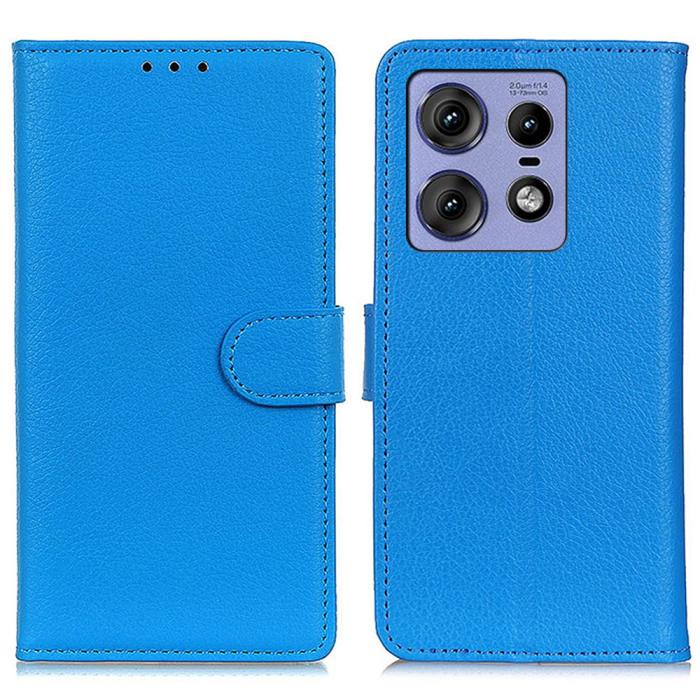 Bild 1, Motorola Edge 50 Pro 5G Fodral Litchi Läder Blå