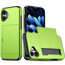 iPhone 17 Skal Hybrid Med Kortfack Gr&ouml;n