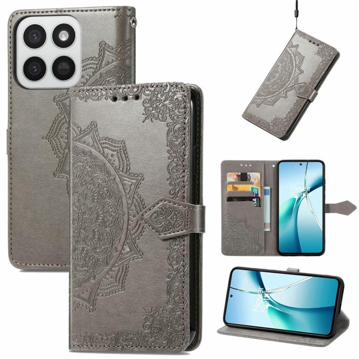Bild 4, Honor 400 Smart Fodral Mandala Läder Grå