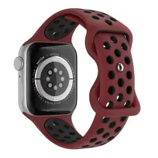 Sportarmband Dual-Color Apple Watch 42/41/40/38 mm (M/L) Vinr&ouml;d/Svart