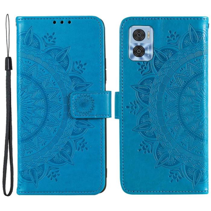 Bild 1, Motorola Moto E22i Fodral Mandala Läder Blå