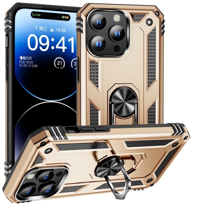 Bild 1, iPhone 15 Pro Skal Hybrid Armor Ring Guld