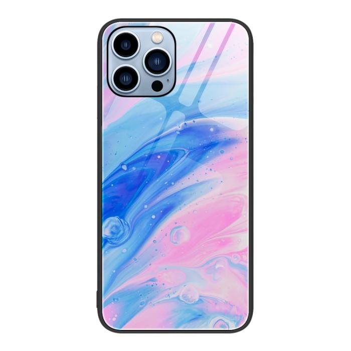 Bild 1, iPhone 15 Pro Skal Marmor Härdat Glas Rosa