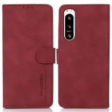 KHAZNEH Sony Xperia 5 IV Fodral Retro L&auml;der R&ouml;d