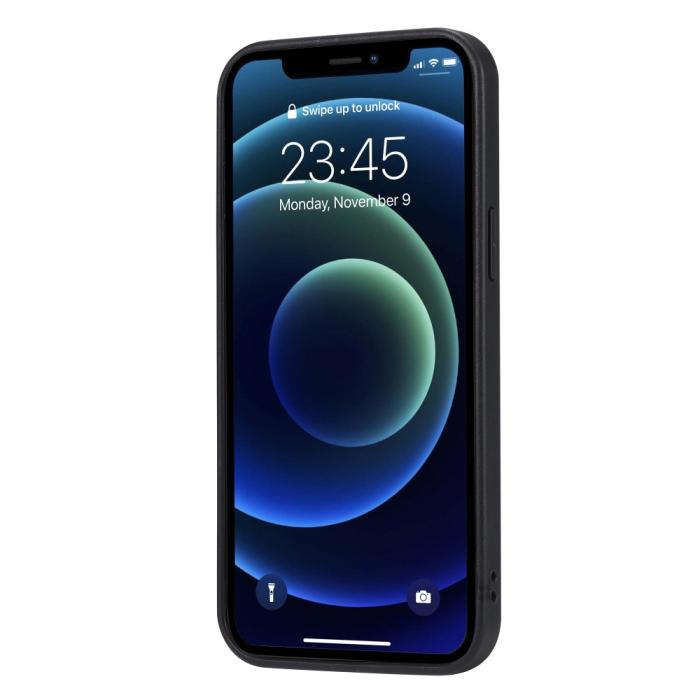 Bild 3, iPhone 12 / 12 Pro - Läder Skal Med Kortfack - Brun