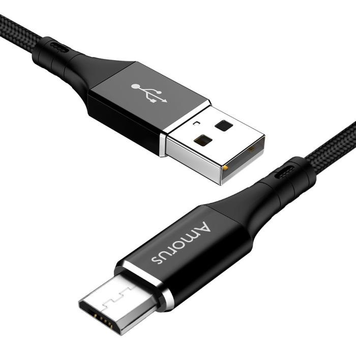 Bild 2, AMORUS MicroUSB 1 Meter - Svart
