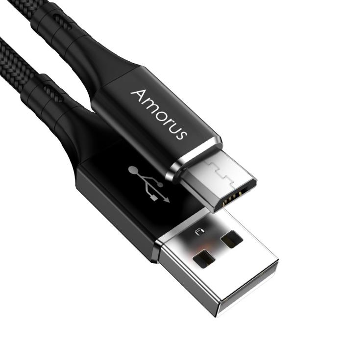 Bild 3, AMORUS MicroUSB 1 Meter - Svart