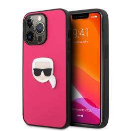 Karl Lagerfeld iPhone 13 Pro Max Skal PU Läder Karl Head Rosa