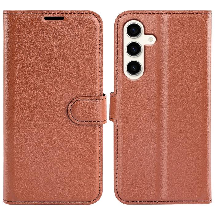 Bild 1, Samsung Galaxy S24 Plus Fodral Litchi Textur Brun