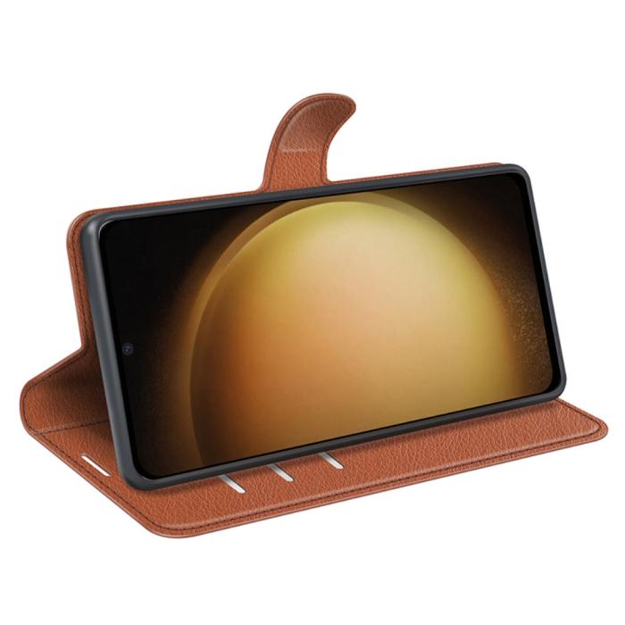 Bild 3, Samsung Galaxy S24 Plus Fodral Litchi Textur Brun