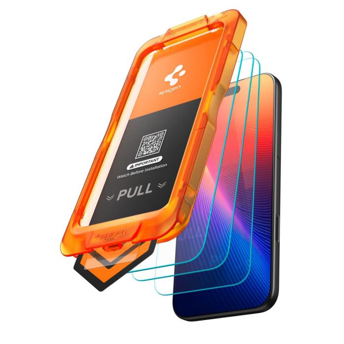 Bild 2, Spigen iPhone 17 3-PACK Skärmskydd ALM GLAS.tR Härdat Glas