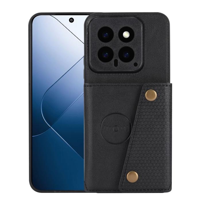 Bild 1, Xiaomi 14 Skal Läder Med Kortfack Och Magnet Svart
