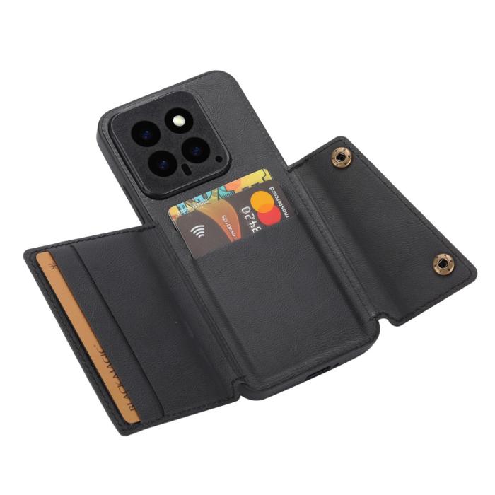 Bild 2, Xiaomi 14 Skal Läder Med Kortfack Och Magnet Svart