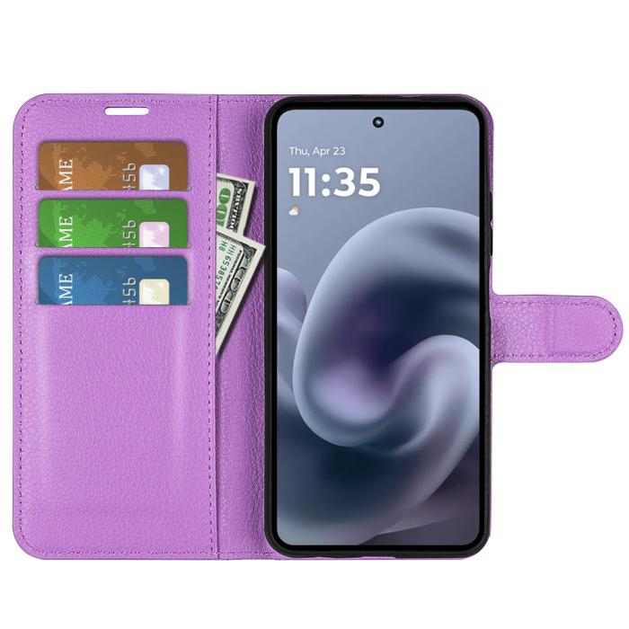 Bild 5, Motorola Moto G86 5G Fodral Litchi Läder Lila