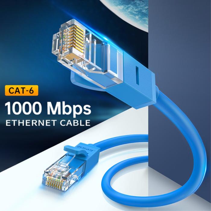 Bild 2, JASOZ 3m Cat6 RJ45 UTP Nätverkskabel Blå